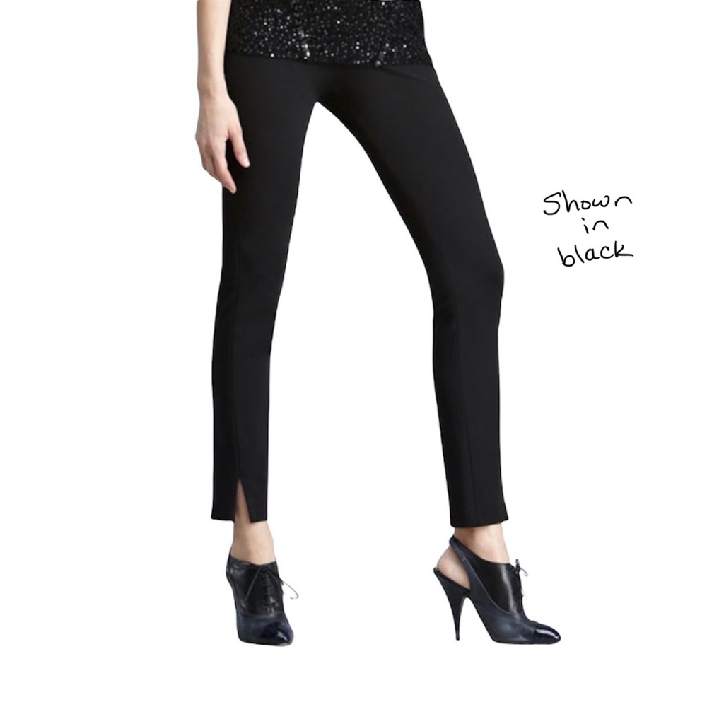 DONNA KARAN NAVY BACK SEAM SLIT CUFF PULL ON ELASTIC WAIST PANT